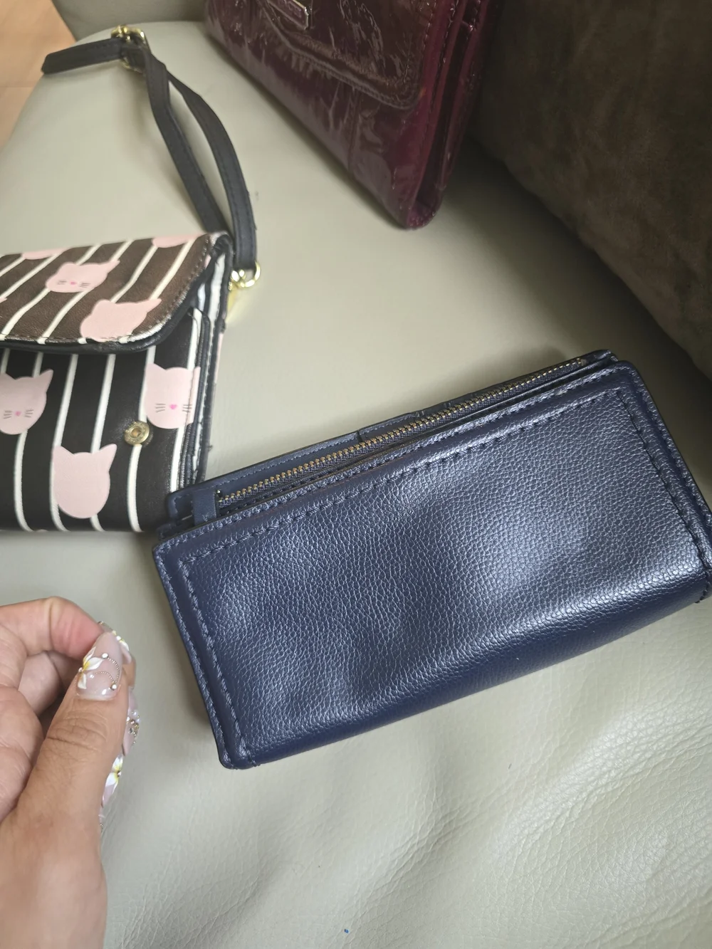 kate spade navy leather continental wallet with crown cutouts